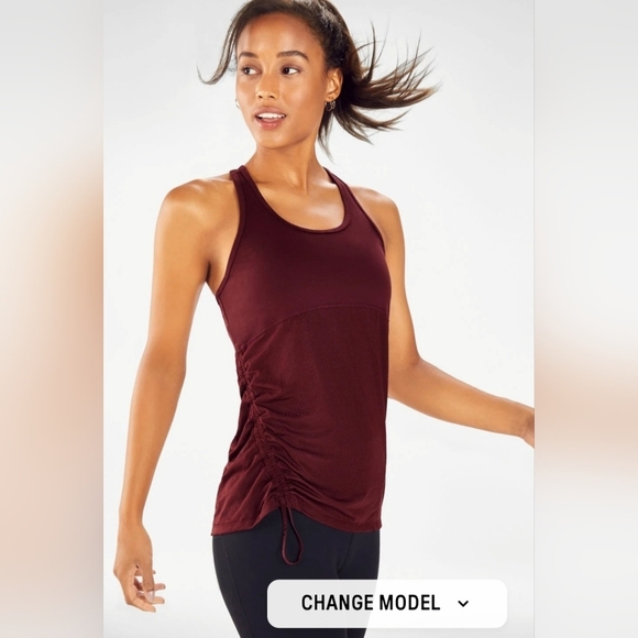 Fabletics Burgundy Racerback Active Tank Top Shirt *Read Size* - Picture 2 of 6